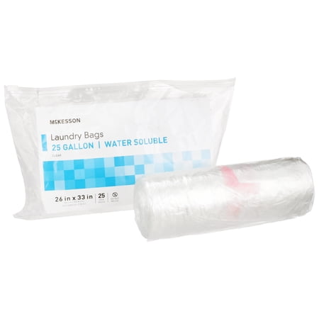 McKesson Dissolvable Laundry Bags, Hot Water Soluble for Contaminated Linens, 25 Count, 4 Packs, 100 Total