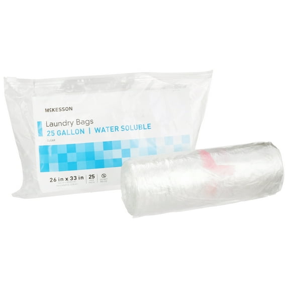 McKesson Dissolvable Laundry Bags, Hot Water Soluble for Contaminated Linens, 25 Count, 4 Packs, 100 Total