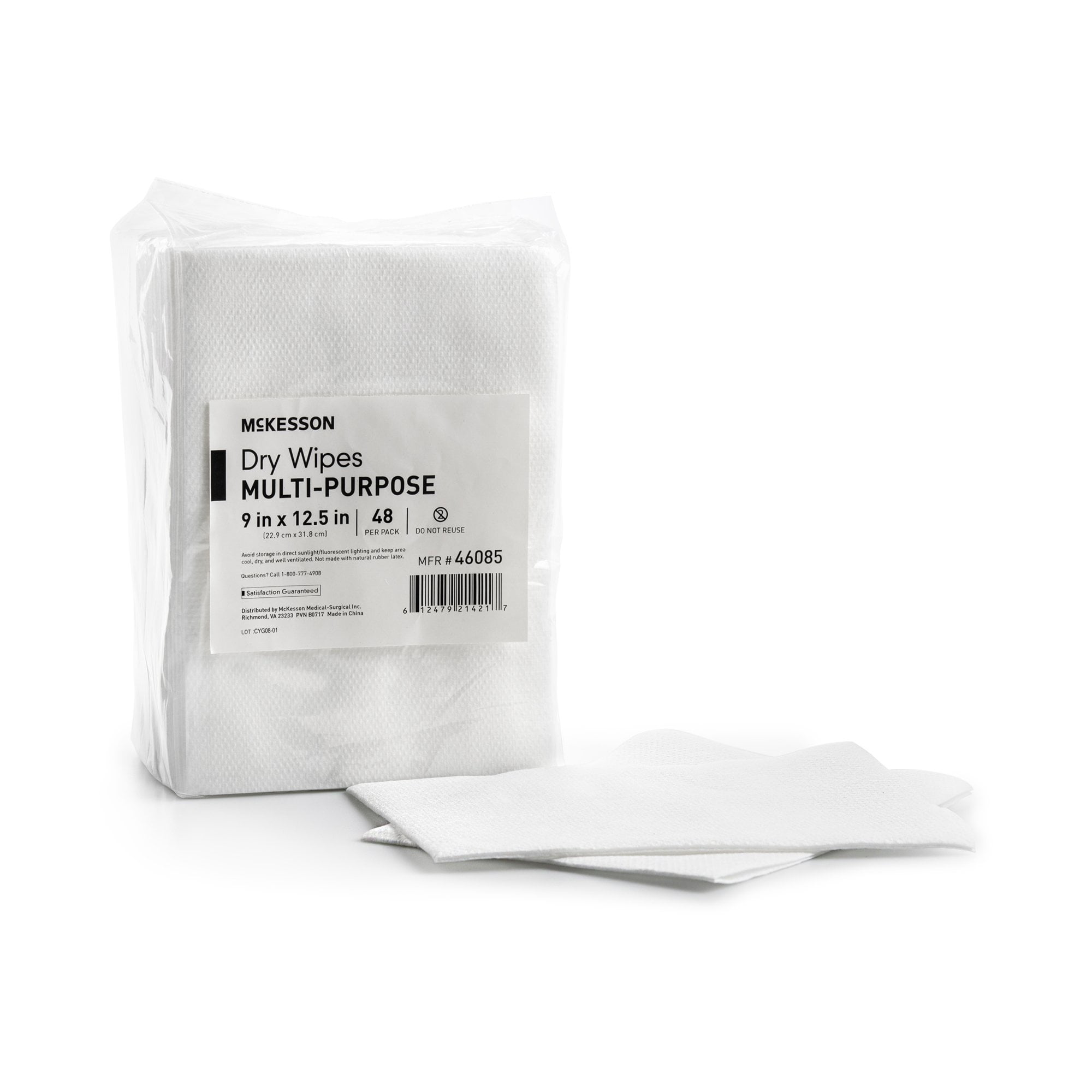 McKesson Dry Baby Wipes - Disposable, Soft Cleansing Cloths, 9 in x 12 1/2 in, 48 Count, 16 Packs, 768 Total