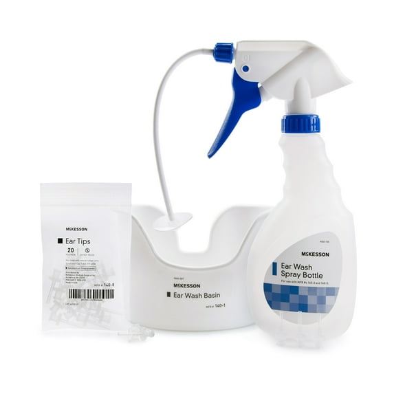 McKesson Ear Wash System Kit, Flexible Tube, Ear Wash Basin, and Ear Tips, 16 oz. Bottle, 1 Count, 1 Pack