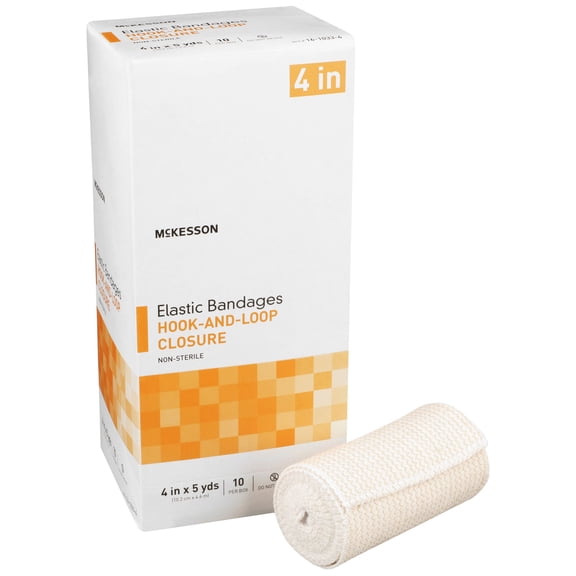 McKesson Elastic Bandage Compression Wrap for Injuries - 4 in x 5 yd, 10 Count, 1 Pack