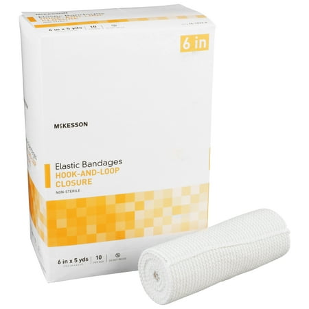 McKesson Elastic Bandage Compression Wrap for Injuries - 6 in x 5 yd, 10 Count, 5 Packs, 50 Total