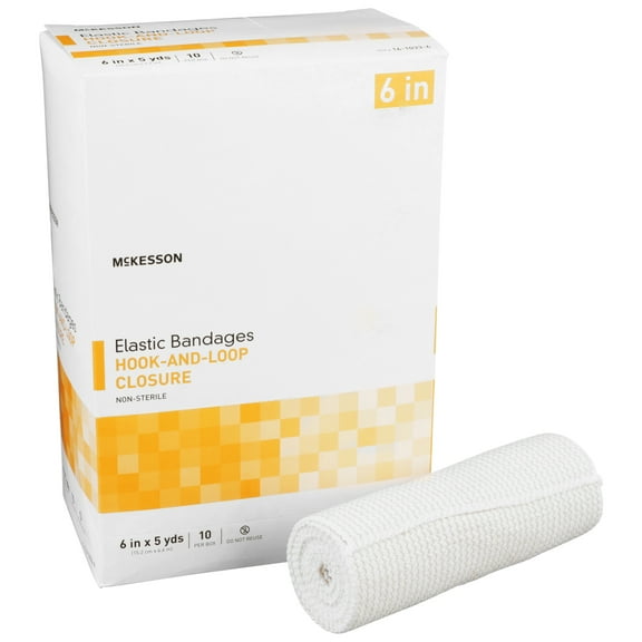 McKesson Elastic Bandage Compression Wrap for Injuries - 6 in x 5 yd, 10 Count, 5 Packs, 50 Total