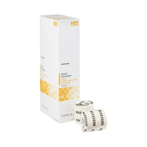 McKesson Elastic Bandage Compression Wrap for Injuries - Tan, 2 in x 5 yd, 1 Count, 10 Packs, 10 Total