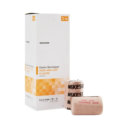 McKesson Elastic Bandage with Self-Closure, Compression Wrap for Injuries - 3 in x 5 yd, 10 Count, 5 Packs, 50 Total