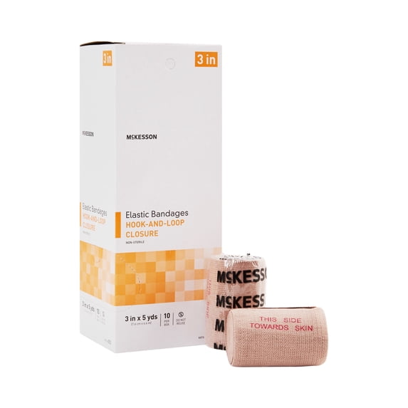 McKesson Elastic Bandage with Self-Closure, Compression Wrap for Injuries - 3 in x 5 yd, 10 Count, 5 Packs, 50 Total