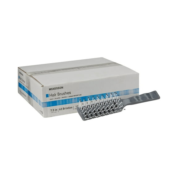 McKesson Ergonomic Curved Handle Ball Hairbrush, 7.7 Inch, 288 Ct