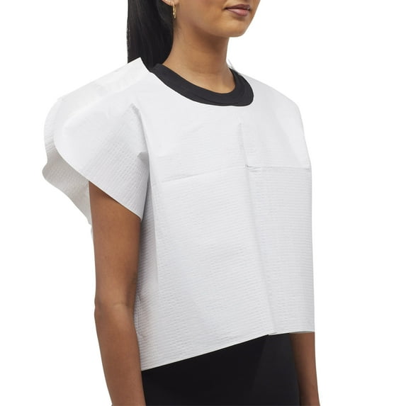 McKesson Exam Capes for Adults - Poly and Deluxe Tissue, Front or Back Opening, Unisex - White, One Size Fits Most, 21 in x 30 in, 100 Count