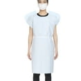 thumbnail image 1 of McKesson Exam Gown, Disposable - Poly and Premium Tissue, Front or Back Opening, Short Sleeve, Unisex - Blue, One Size Fits Most Adults, 21 in x 30 in, 50 Count, 1 of 11