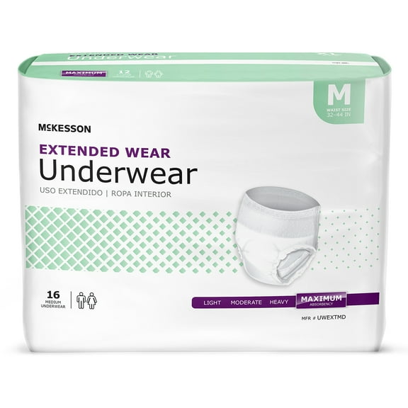 McKesson Extended Wear Underwear, Incontinence, Maximum Absorbency, Medium, 64 Ct