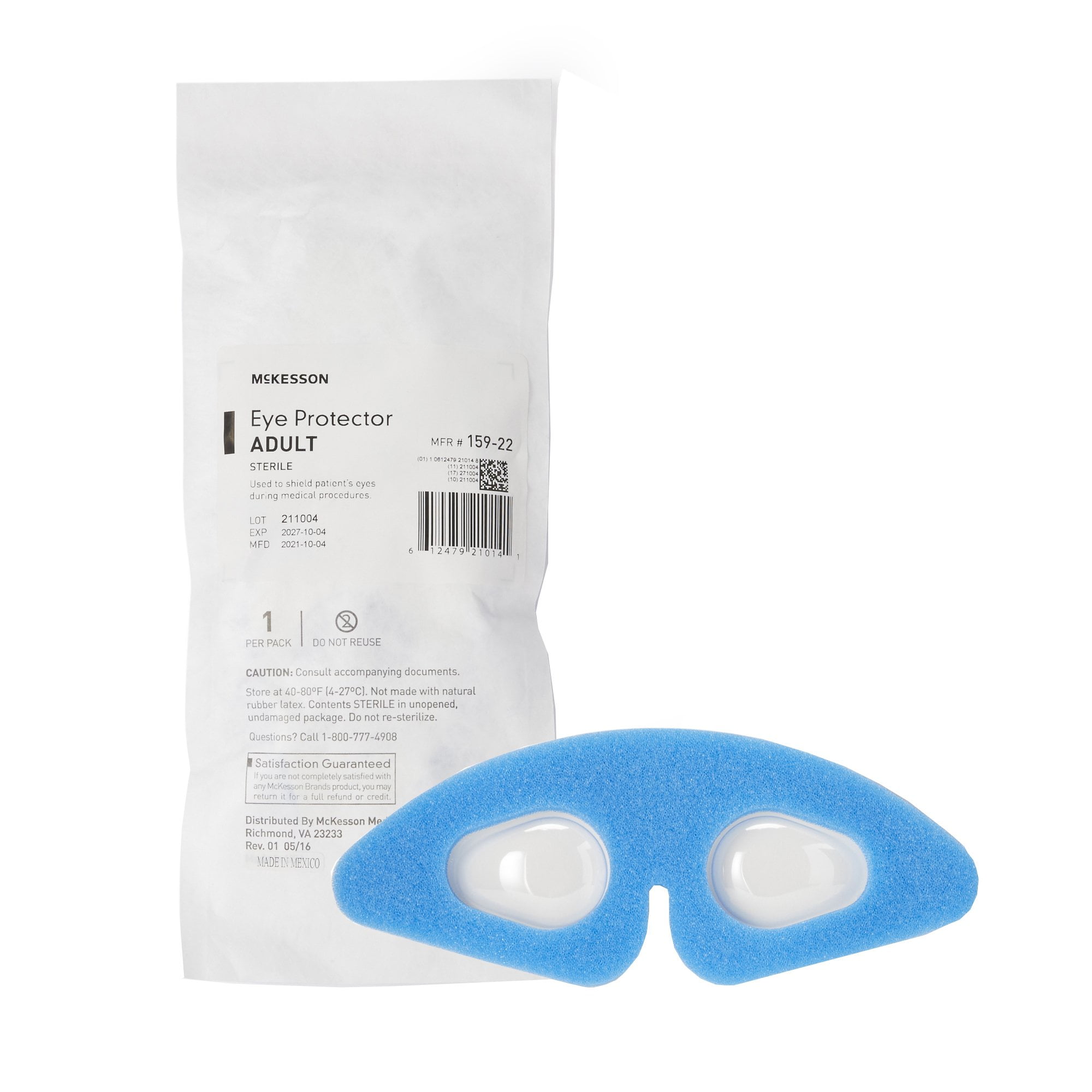 McKesson Eye Pad Cotton Filler / Spun Blown Polypropylene Nonwoven Outer Layer 1-5/8 x 2-5/8 inch Sterile, 16-4281 - Box of 50