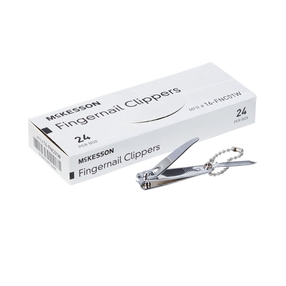 McKesson Fingernail Clippers with File - Steel Nail Clippers with Thumb Squeeze Lever, 240 Ct