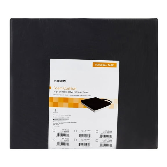 McKesson Foam Seat Cushion with Nylon Cover, 18 in x 16 in x 3 in, 1 Ct