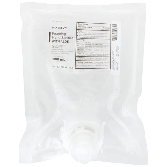 McKesson Foaming Hand Sanitizer with Aloe, Ethyl Alcohol Gel Dispenser Refill Bag, 34 oz, 1 Count, 1 Pack