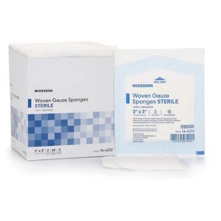 McKesson Gauze Sponge Cotton 12-Ply 3 X Inch Square Sterile, 16-4232 - BOX OF 80