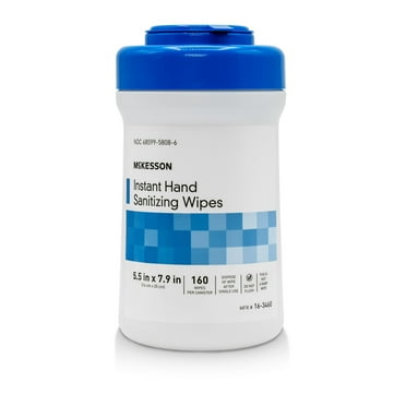 McKesson Hand Sanitizing Wipes - Instantly Cleans Hands - 5.5 in x 7.9 in, 160 Wipes, 1 Pack