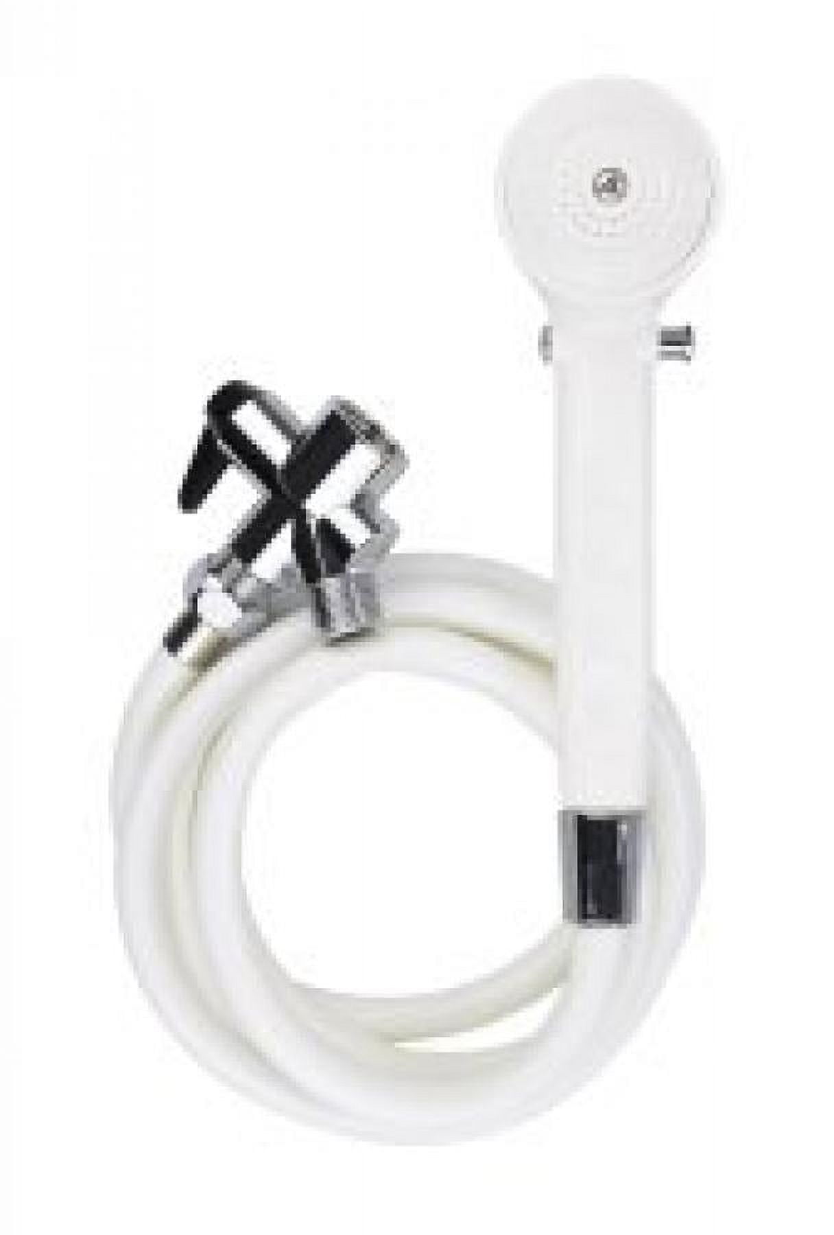 White Handheld Shower Head with Diverter Valve and 80" Hose