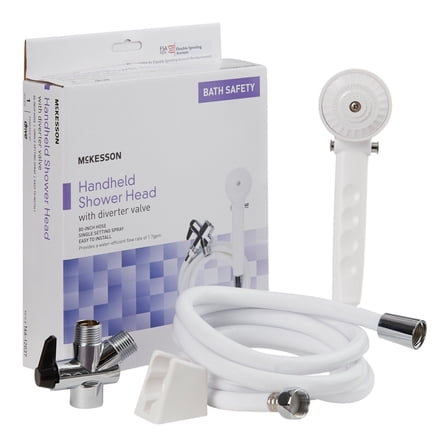 McKesson Handheld Showerhead with Diverter Valve, Deluxe - 80 in Hose, 1 Ct