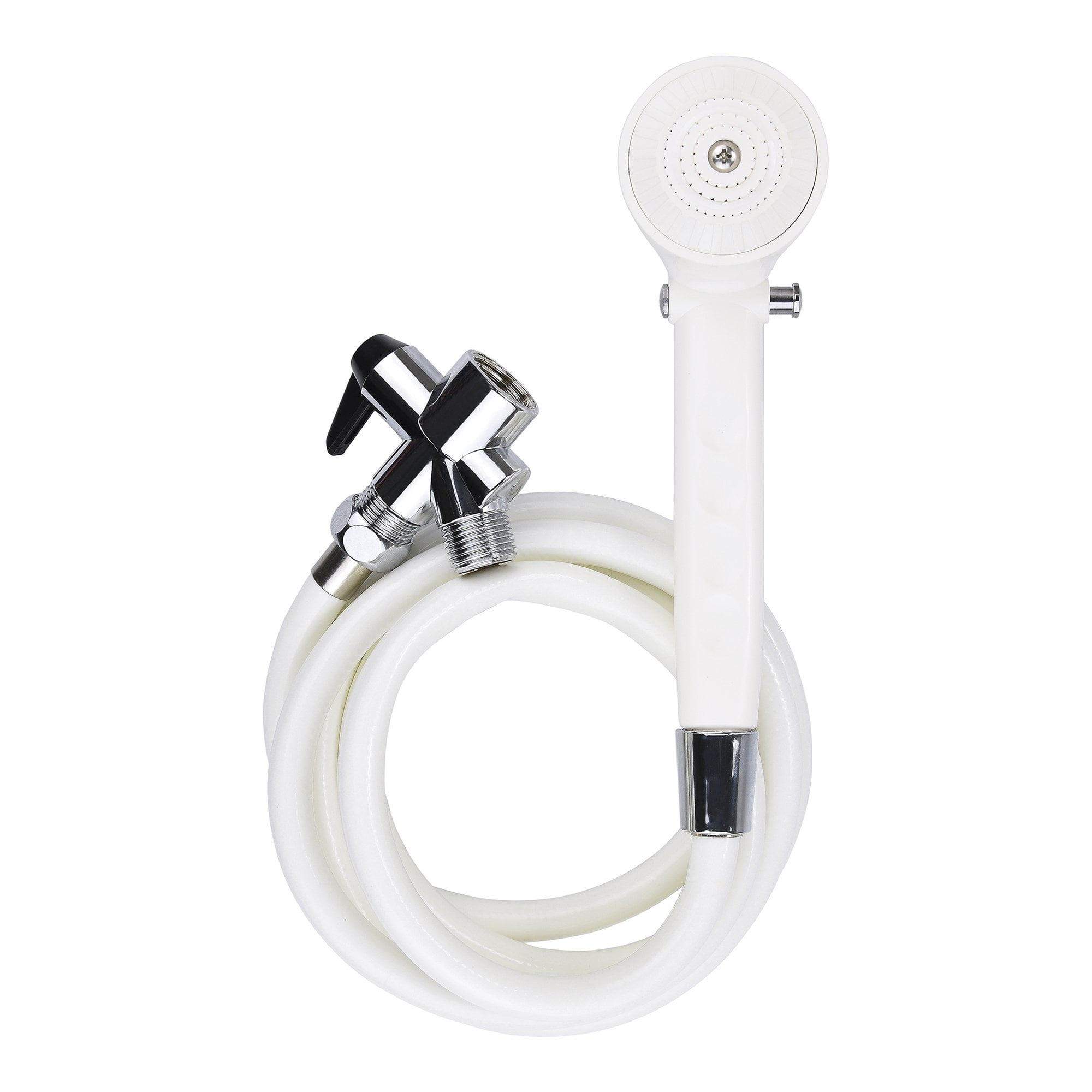 White Handheld Shower Head with Diverter Valve and 80" Hose