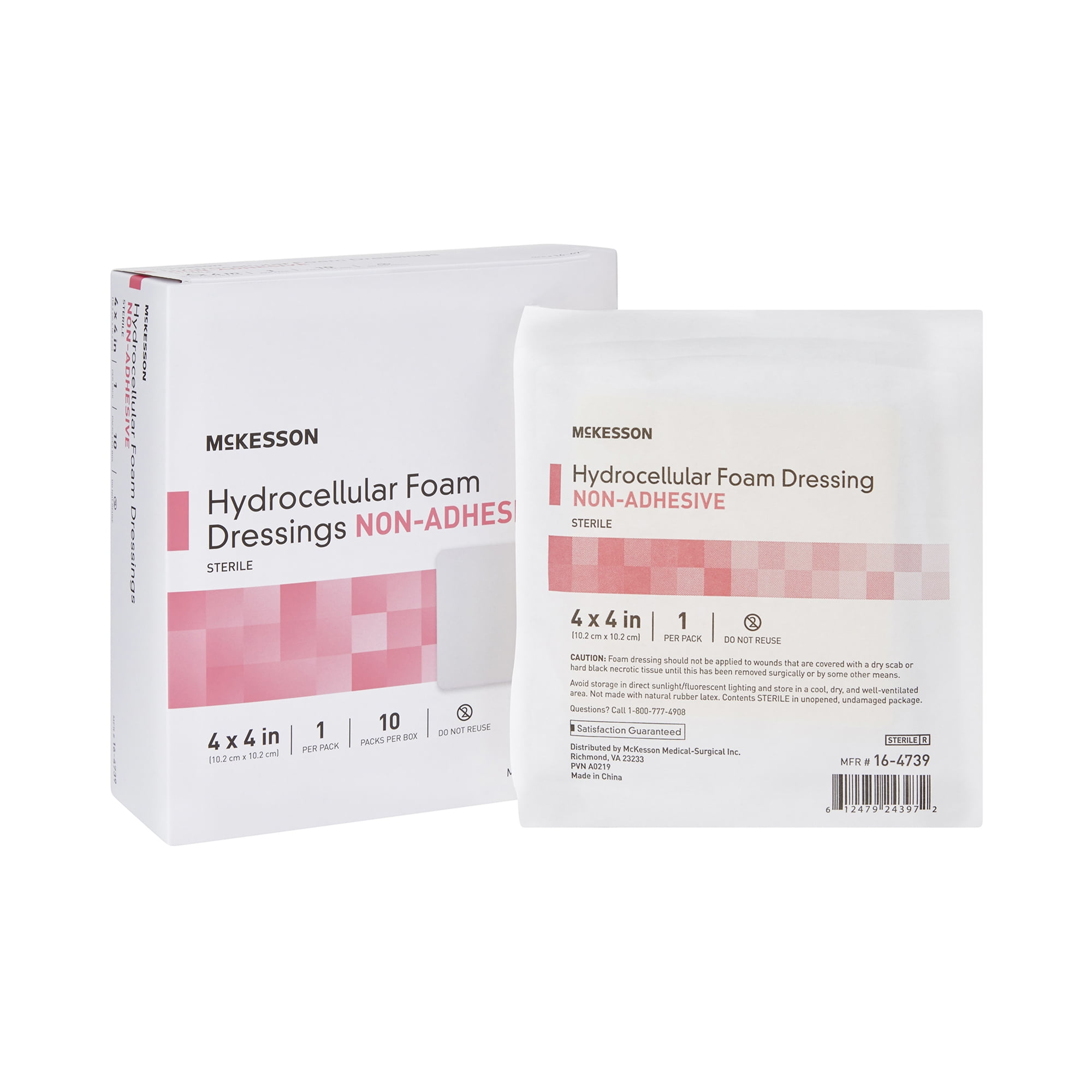 McKesson Hydrocellular Foam Dressing, NonAdhesive Wound Pad, 4 in x 4