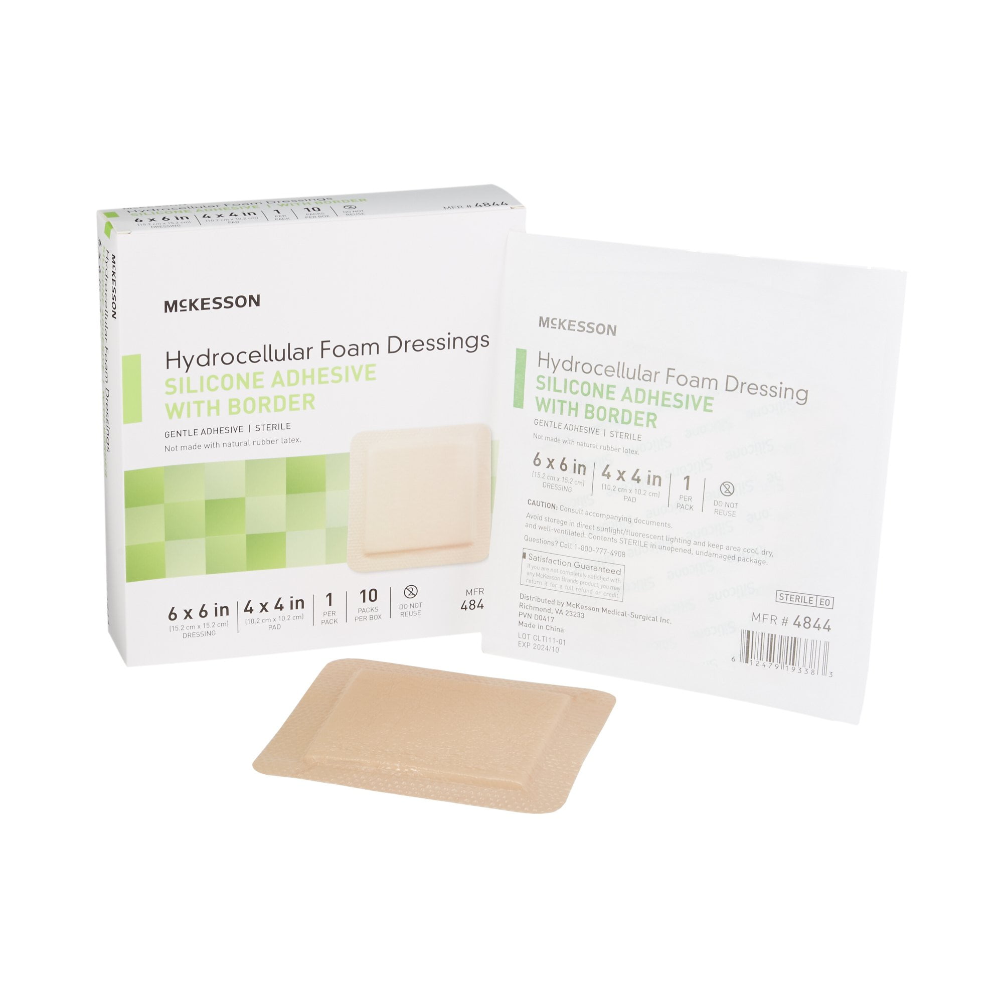 McKesson Hydrocellular Foam Dressing, Silicone Adhesive Bandage, 6 in x