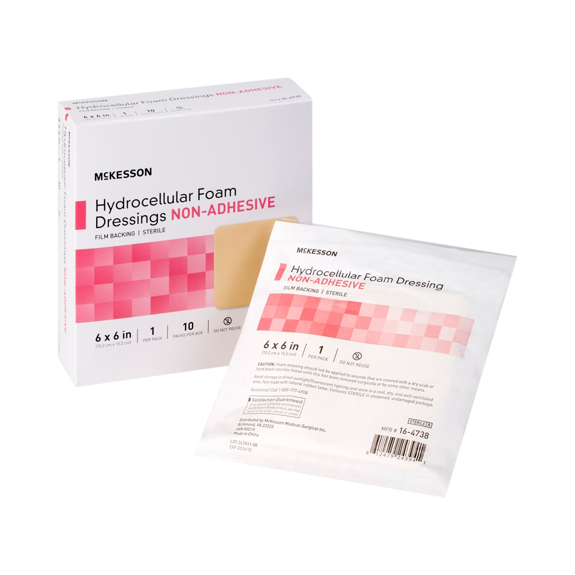 McKesson Hydrocellular Foam Dressings, NonAdhesive, Film Back 6 in x