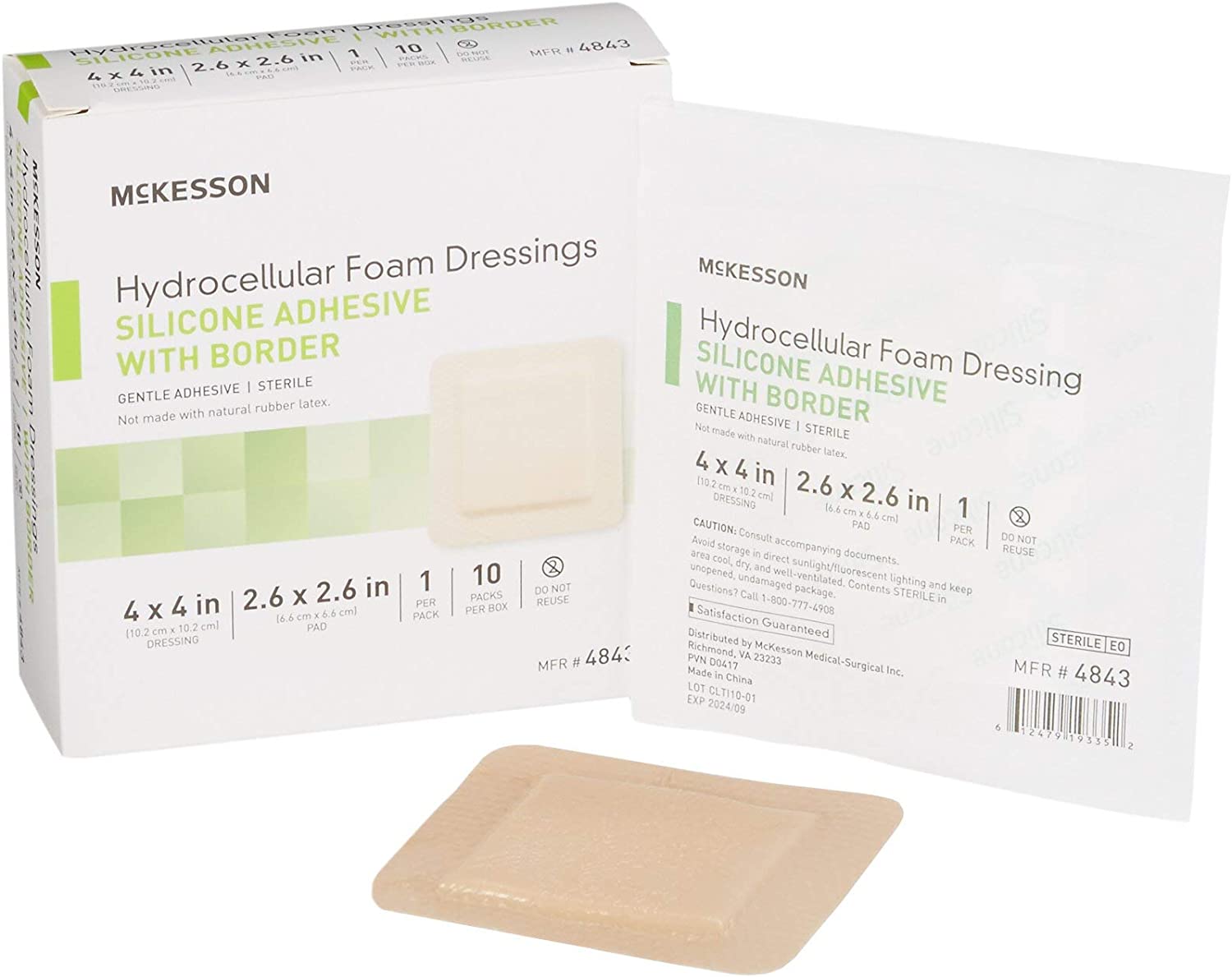 McKesson Hydrocellular Foam Dressings, Sterile, Silicone Adhesive with