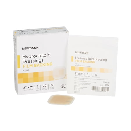 McKesson Hydrocolloid Dressing Hydrocolloid/Film, 2 Inches x 2 Inches, Square, Light Beige, Sterile, 20 Count