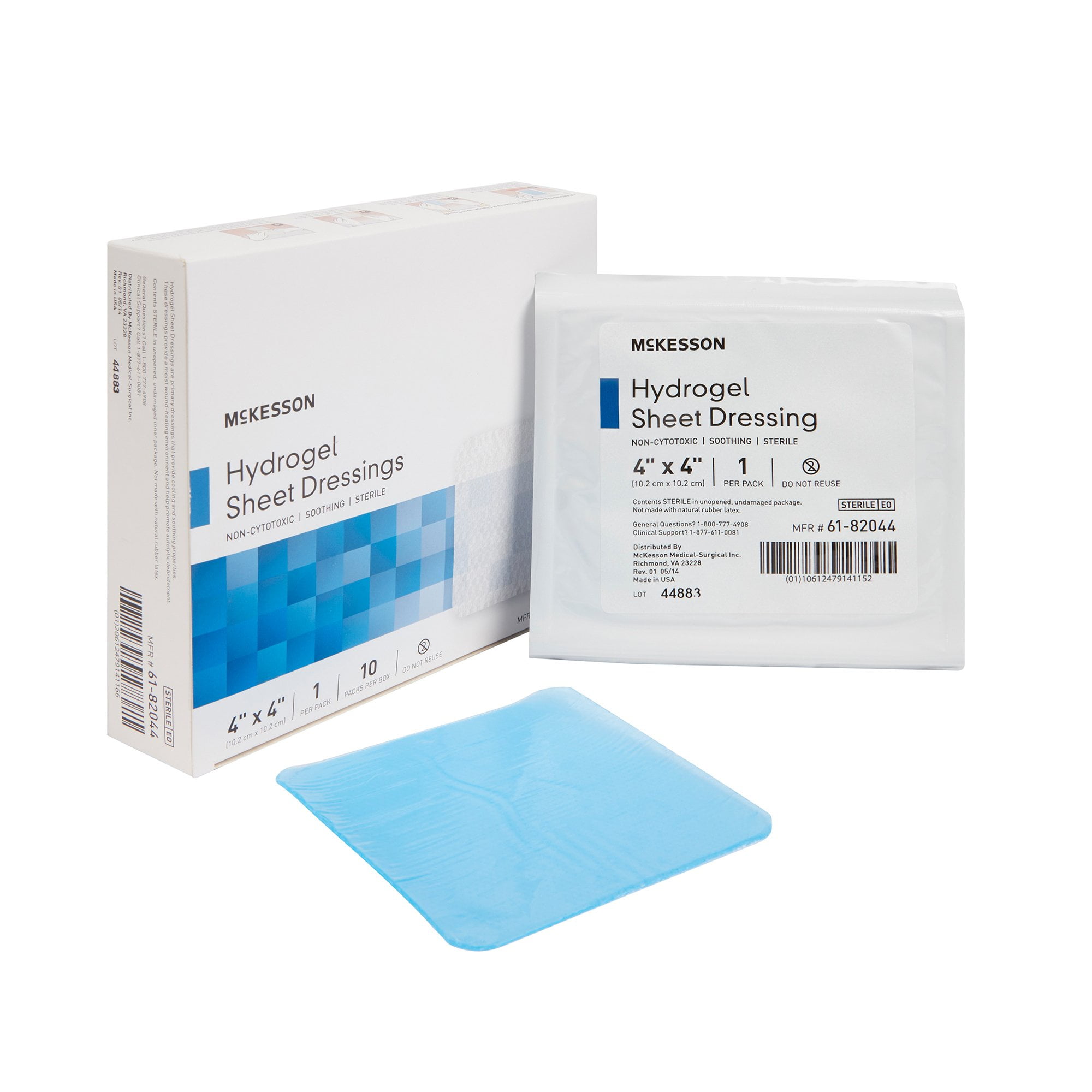 McKesson Hydrogel Sheet Dressings, Sterile NonIrritating, 4 in x 4 in, 10 count