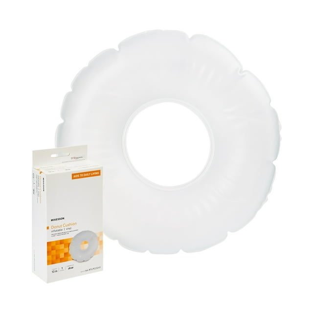 McKesson Inflatable Donut Seat Cushion, White, 300 Pound Capacity, 13