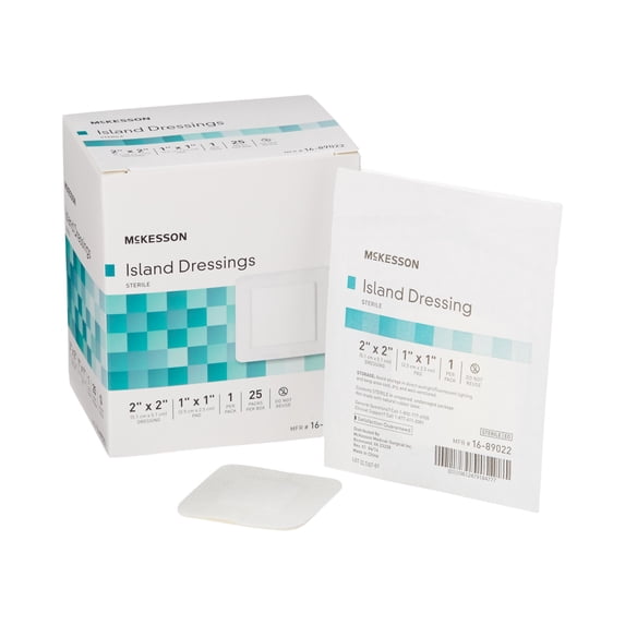 McKesson Island Dressing, Non-Adherent Gauze Pad for Wound Care, 2 in x 2 in, 25 Count, 4 Packs, 100 Total