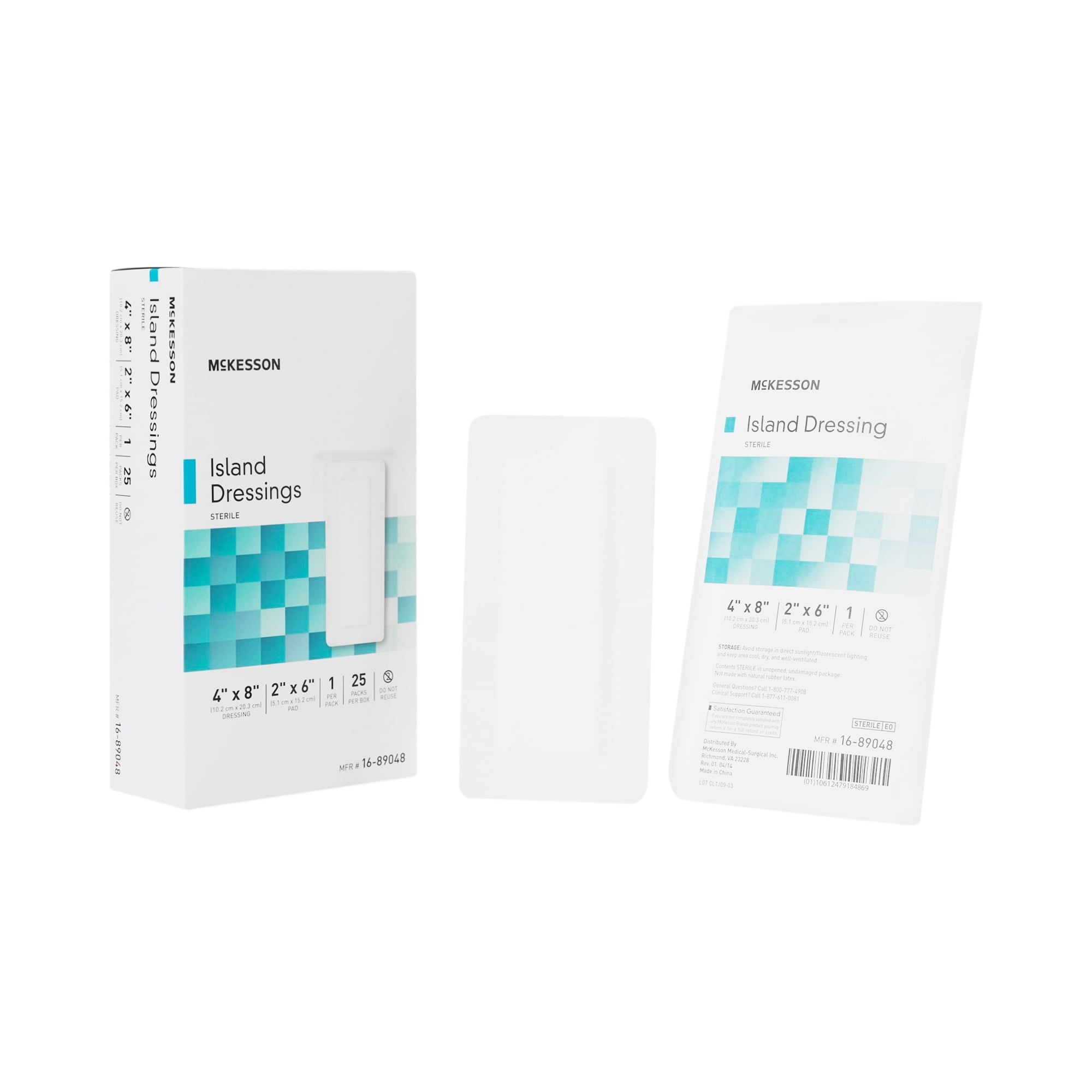 McKesson Island Dressing, Non-Adherent Gauze Pad for Wound Care, 4 in x 8 in, 25 Count, 4 Packs, 100 Total