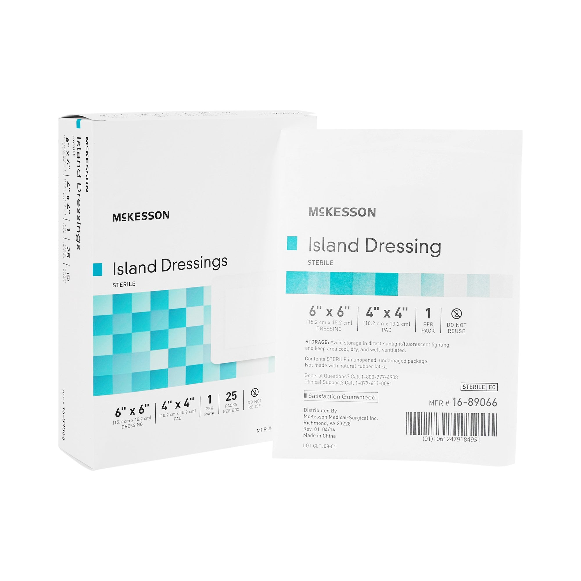 McKesson Island Dressing, Non-Adherent Gauze Pad for Wound Care, 6 in x 6 in, 25 Count, 4 Packs, 100 Total