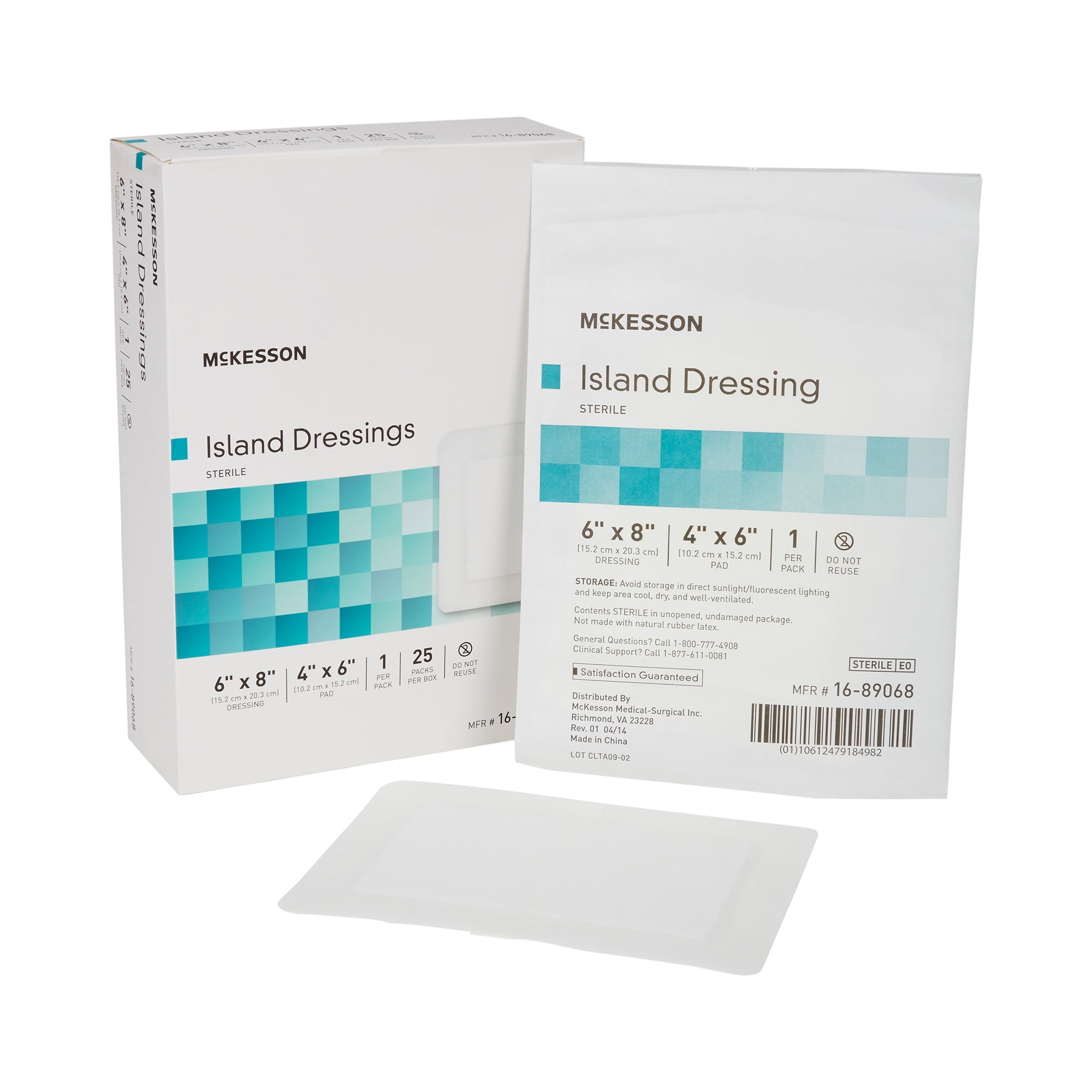 McKesson Island Dressing, Non-Adherent Gauze Pad for Wound Care, 6 in x 8 in, 25 Count, 1 Pack