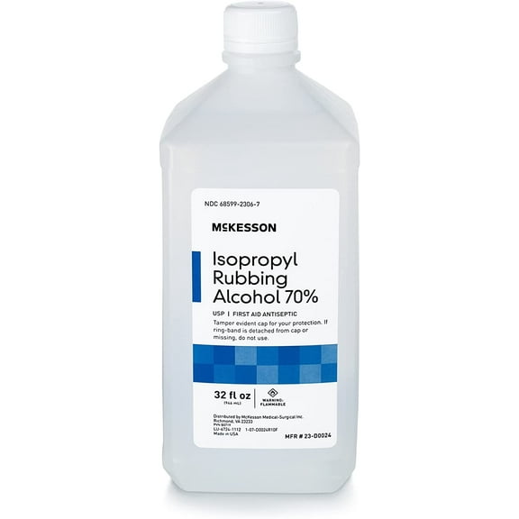 McKesson Isopropyl Rubbing Alcohol 70% USP First Aid Antiseptic, 32 oz, 12 Count