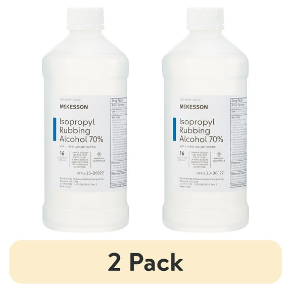 (2 pack) McKesson Isopropyl Rubbing Alcohol - First Aid Antiseptic, 16 oz, 1 count