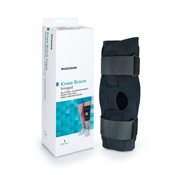 McKesson Knee Brace for Pain - Hinged Side with Open Patella, Size Large, 1 Ct
