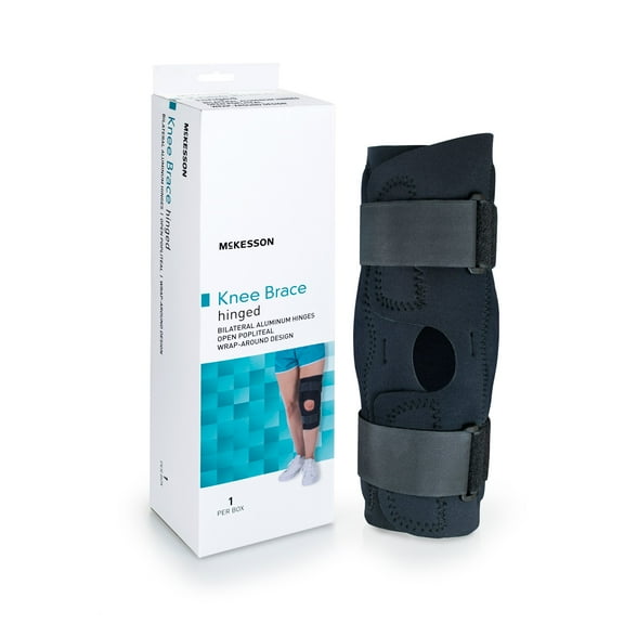 McKesson Knee Brace for Pain - Hinged Side with Open Patella, Size Medium, 1 Ct