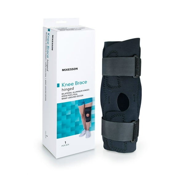 McKesson Knee Brace for Pain - Hinged Side with Open Patella, Size XL, 1 Ct