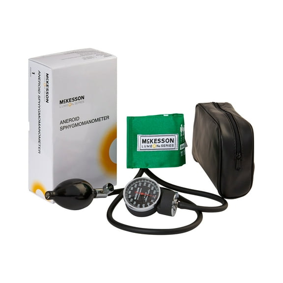 McKesson LUMEON Deluxe Aneroid Sphygmomanometer, Green, Child Small, 1 Ct