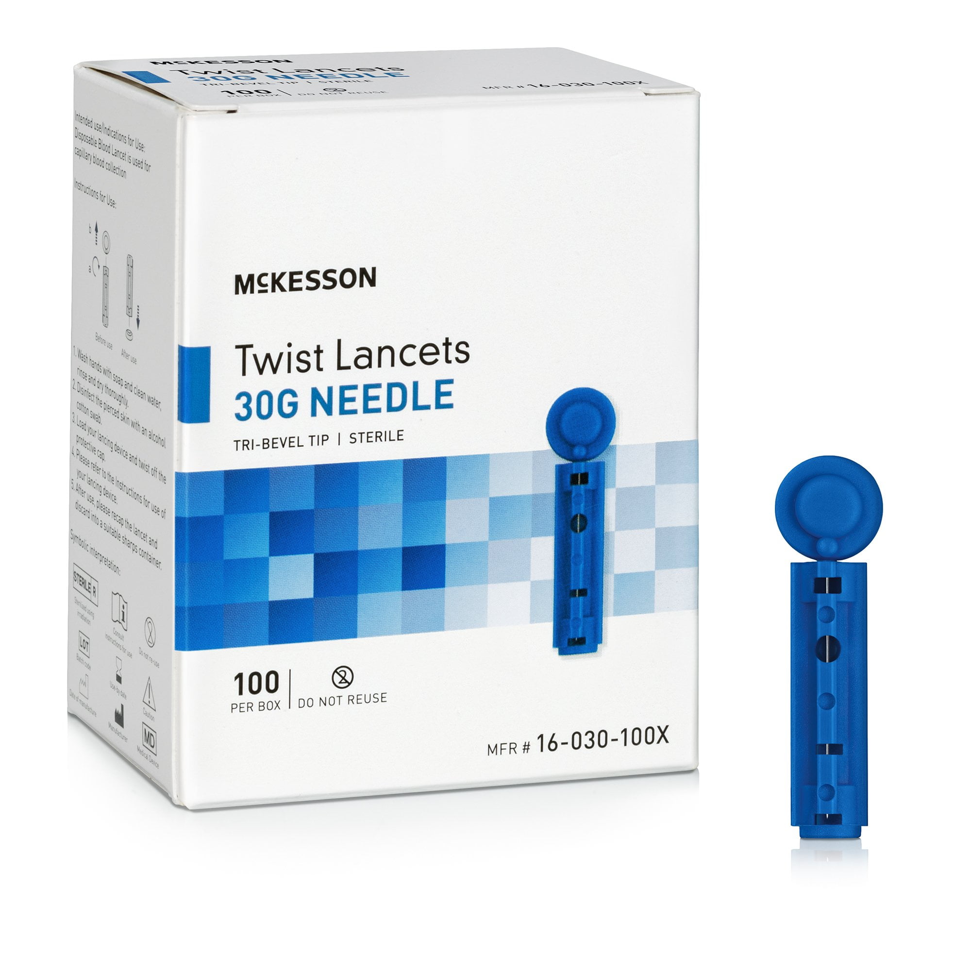 McKesson Lancet for Lancing Device 30 Gauge Needle 1.8 mm Depth 50 Box
