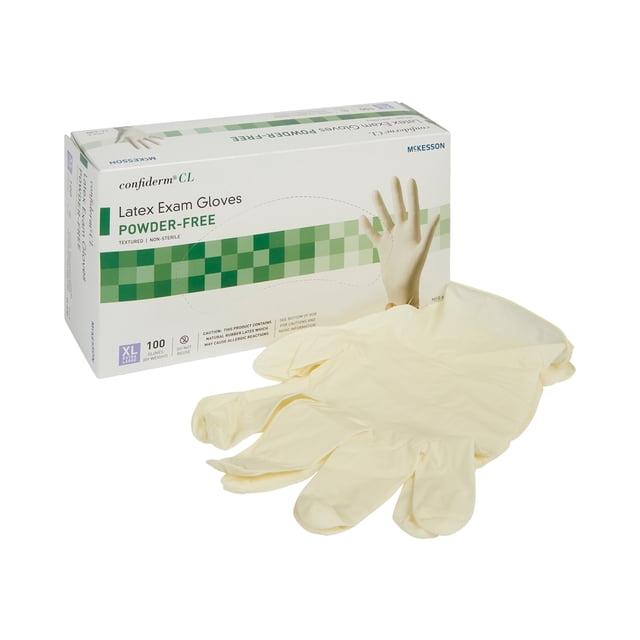 McKesson Latex Exam Glove, PowderFree Disposable Medical Gloves Size