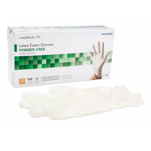 McKesson Latex Exam Glove, Powder-Free Protective Medical Gloves, XS, 100 Count, 1 Box
