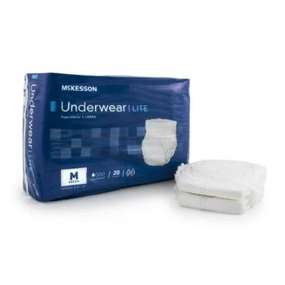McKesson Lite Adult Absorbent Underwear Pull On Medium Disposable Light Absorbency, Bag of 20