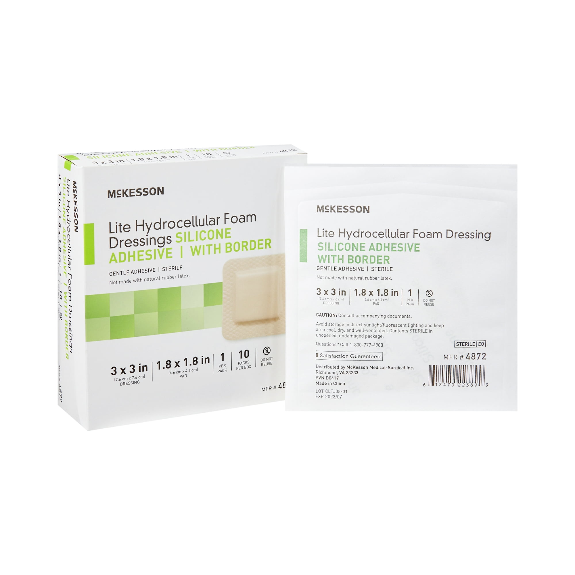 McKesson Lite Hydrocellular Foam Dressing, Adhesive Wound Bandage, 3 in x 3 in, 10 Count, 20 Packs, 200 Total