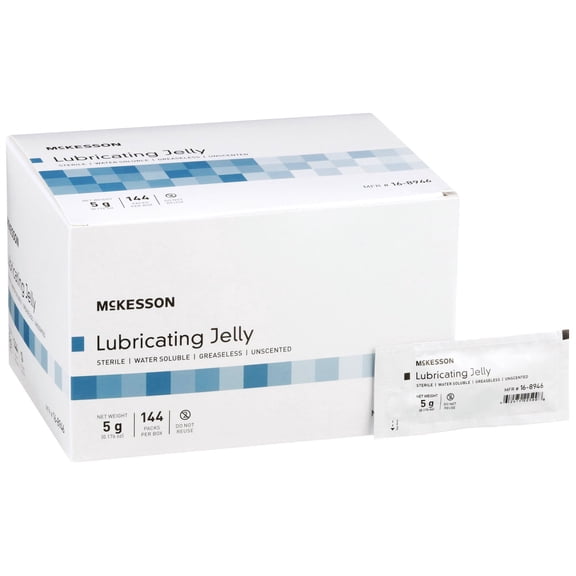 McKesson Lubricating Jelly, Sterile, Water-Soluble - Individual Packets, 5 g, 144 Count, 1 Pack