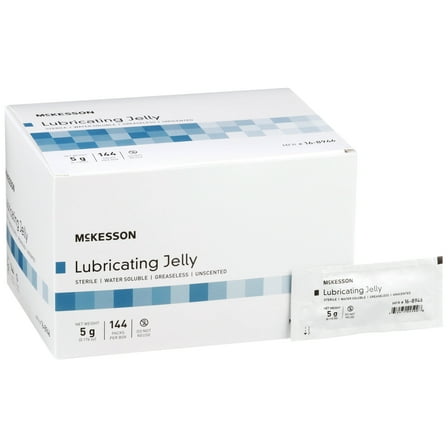 McKesson Lubricating Jelly, Sterile, Water-Soluble - Individual Packets, 5 g, 144 Count, 1 Pack
