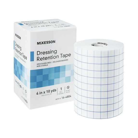 McKesson Medical Dressing Retention Tape, Non-Woven, 4 in x 10 yd, 1 Roll, 24 Packs, 24 Total