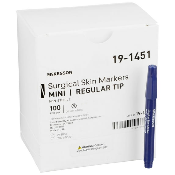 McKesson Mini Surgical Skin Marker, Regular Tip - Non-Sterile, Violet Ink, 100 Count