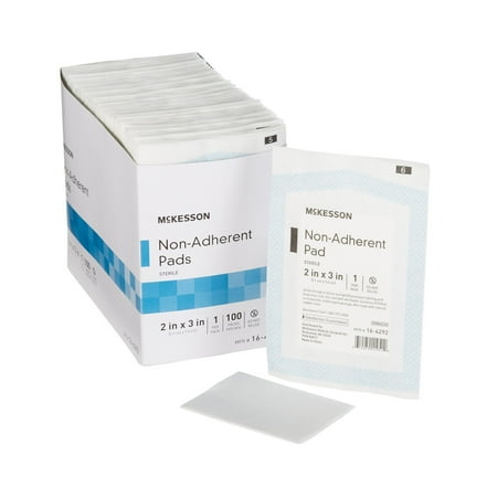 McKesson Non-Adherent Wound Dressing Pads - Absorbent, Sterile, 2 in x 3 in, 100 Count, 12 Packs, 1200 Total